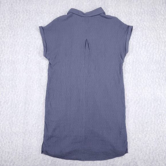 Nyland Shirt Tunic Dress Sz L Blue Crinkle Button Up Collared Sleeveless Casual - Picture 2 of 11